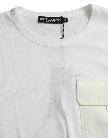 Elegantes weißes Baumwoll-T-Shirt mit Rundhalsausschnitt