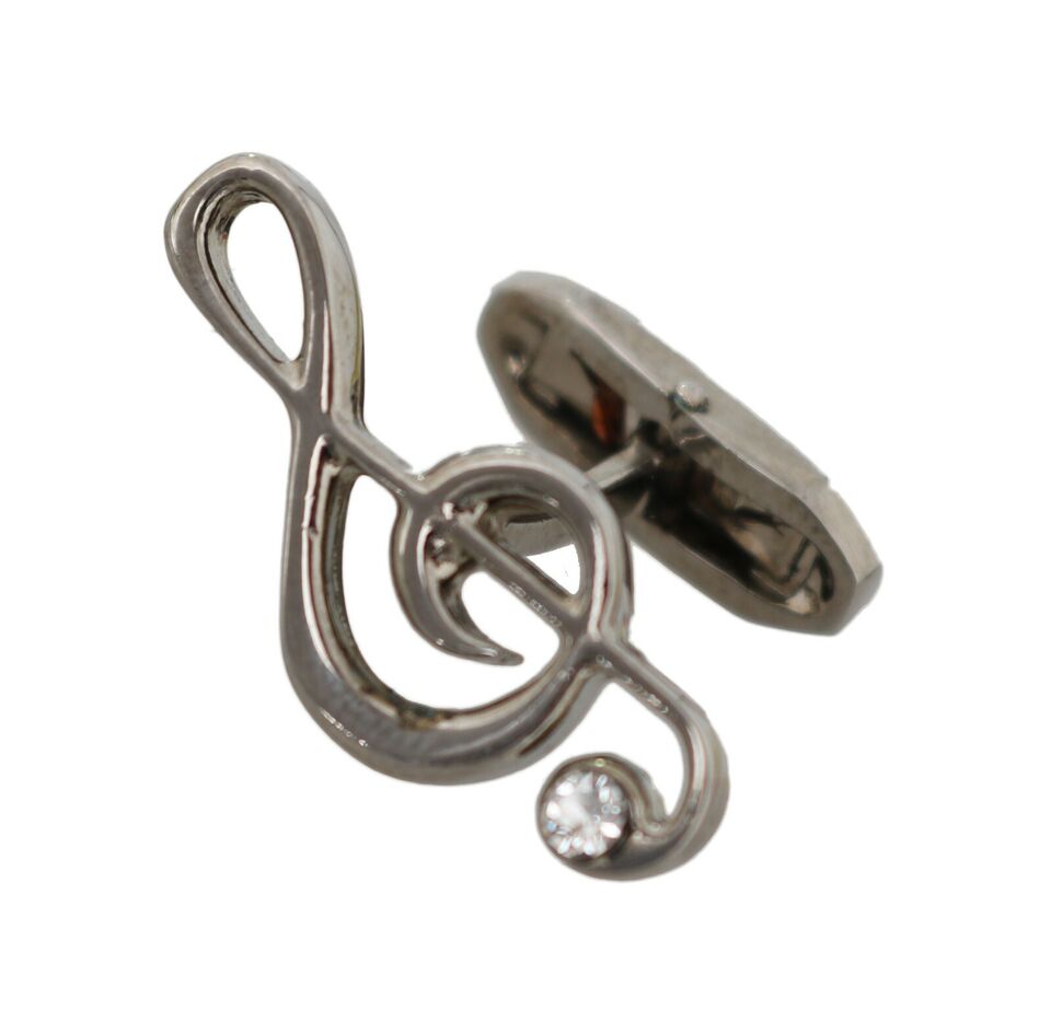 Elegante silberne Manschettenknöpfe mit Notenschlüssel