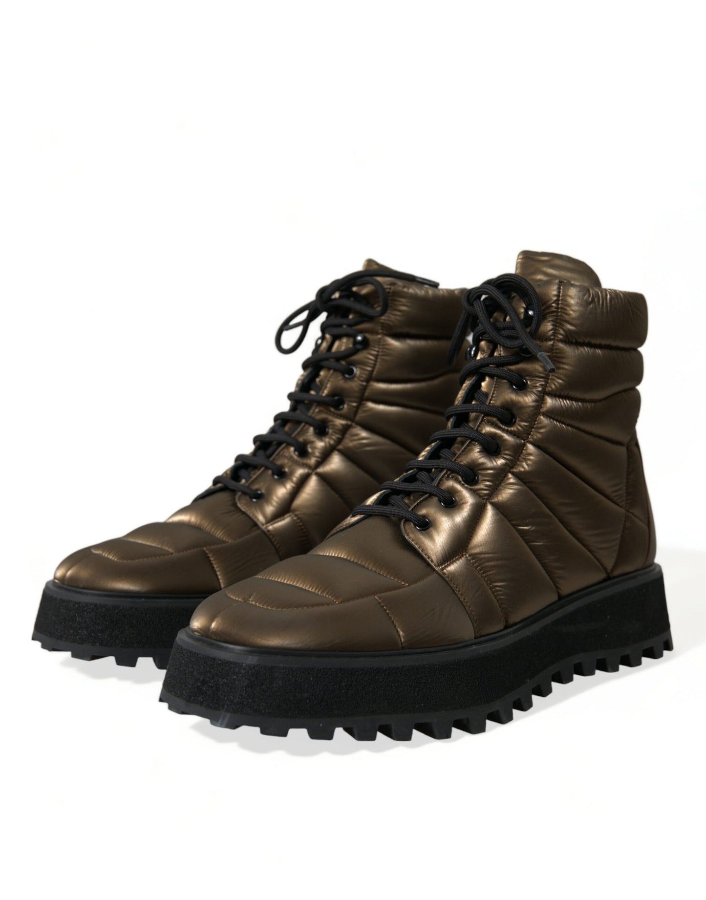 Bronzefarbene, gepolsterte Plateaustiefel mit DG-Logoplakette