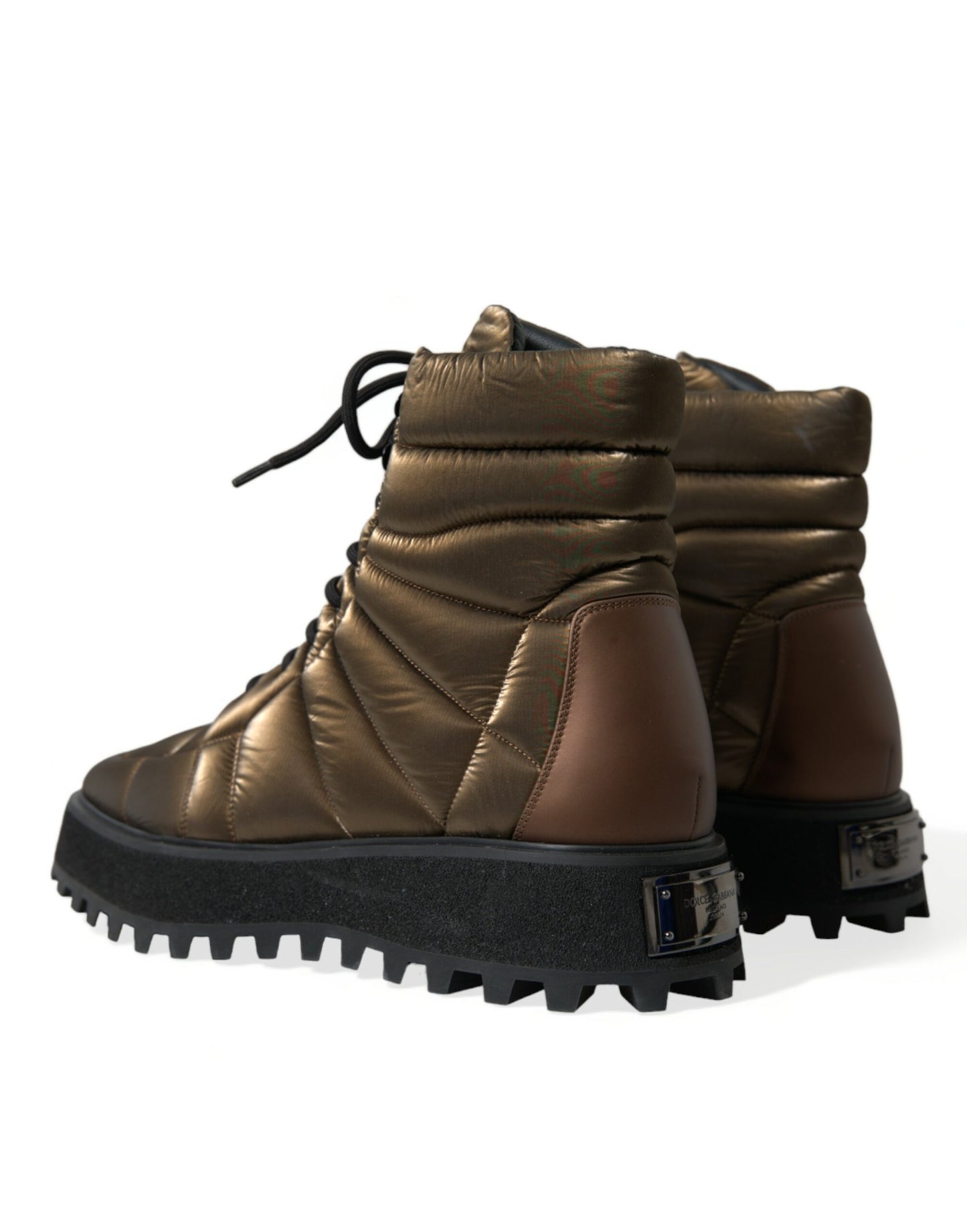 Bronzefarbene, gepolsterte Plateaustiefel mit DG-Logoplakette