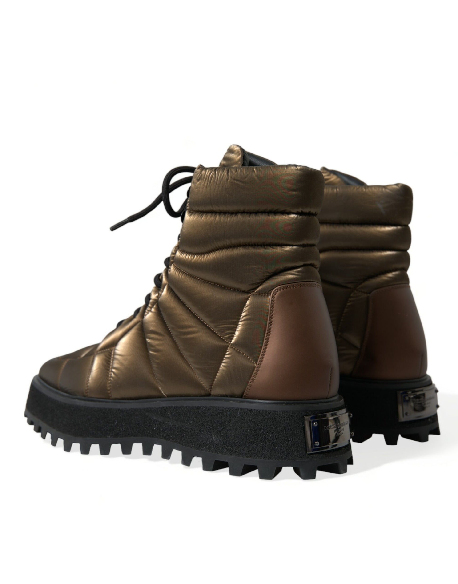 Bronzefarbene, gepolsterte Plateaustiefel mit DG-Logoplakette