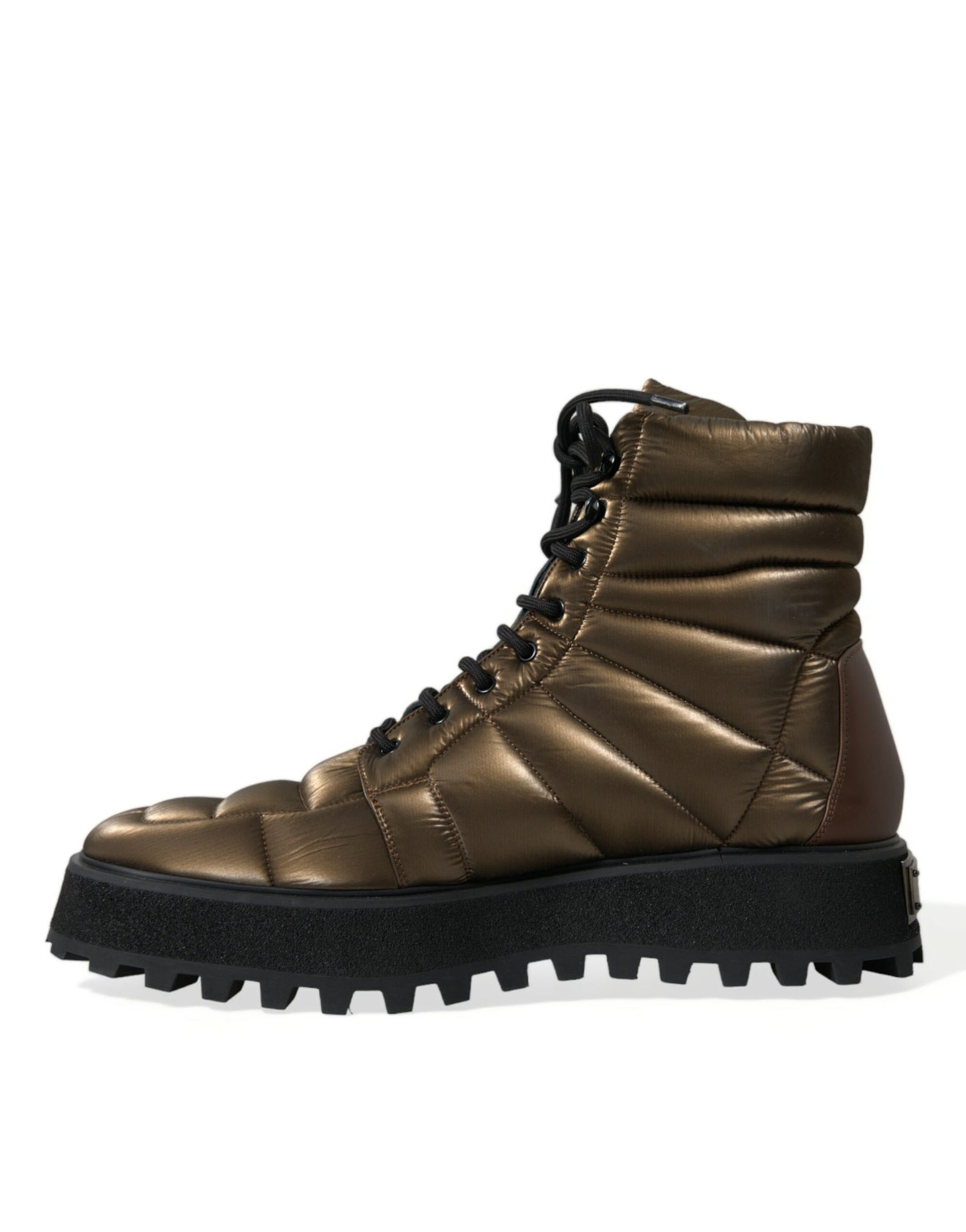 Bronzefarbene, gepolsterte Plateaustiefel mit DG-Logoplakette