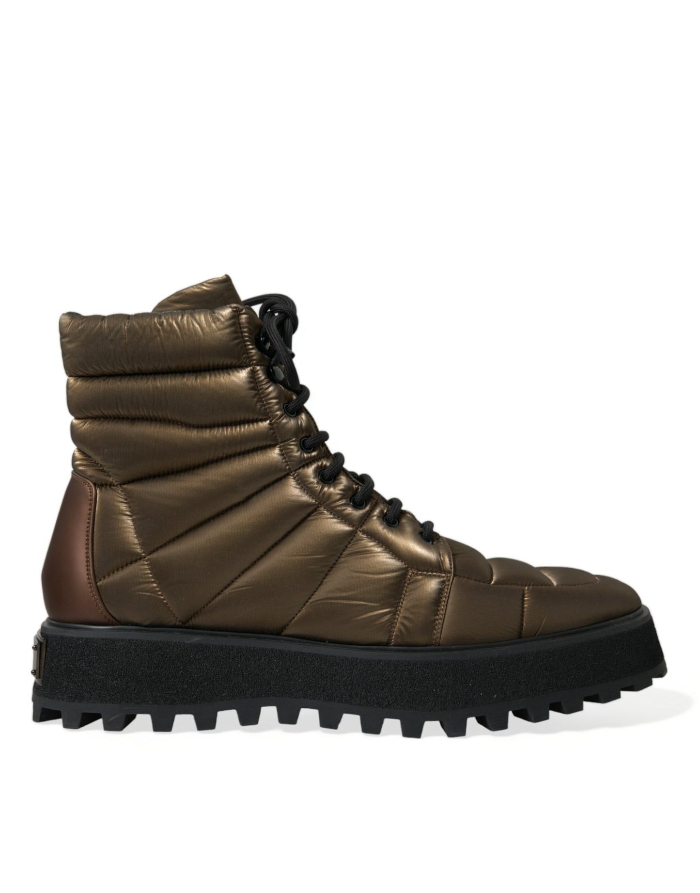 Bronzefarbene, gepolsterte Plateaustiefel mit DG-Logoplakette