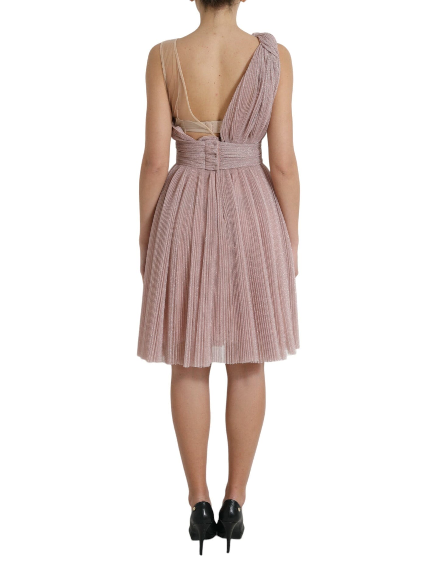 Lilafarbenes One-Shoulder-Plissee-Designerkleid