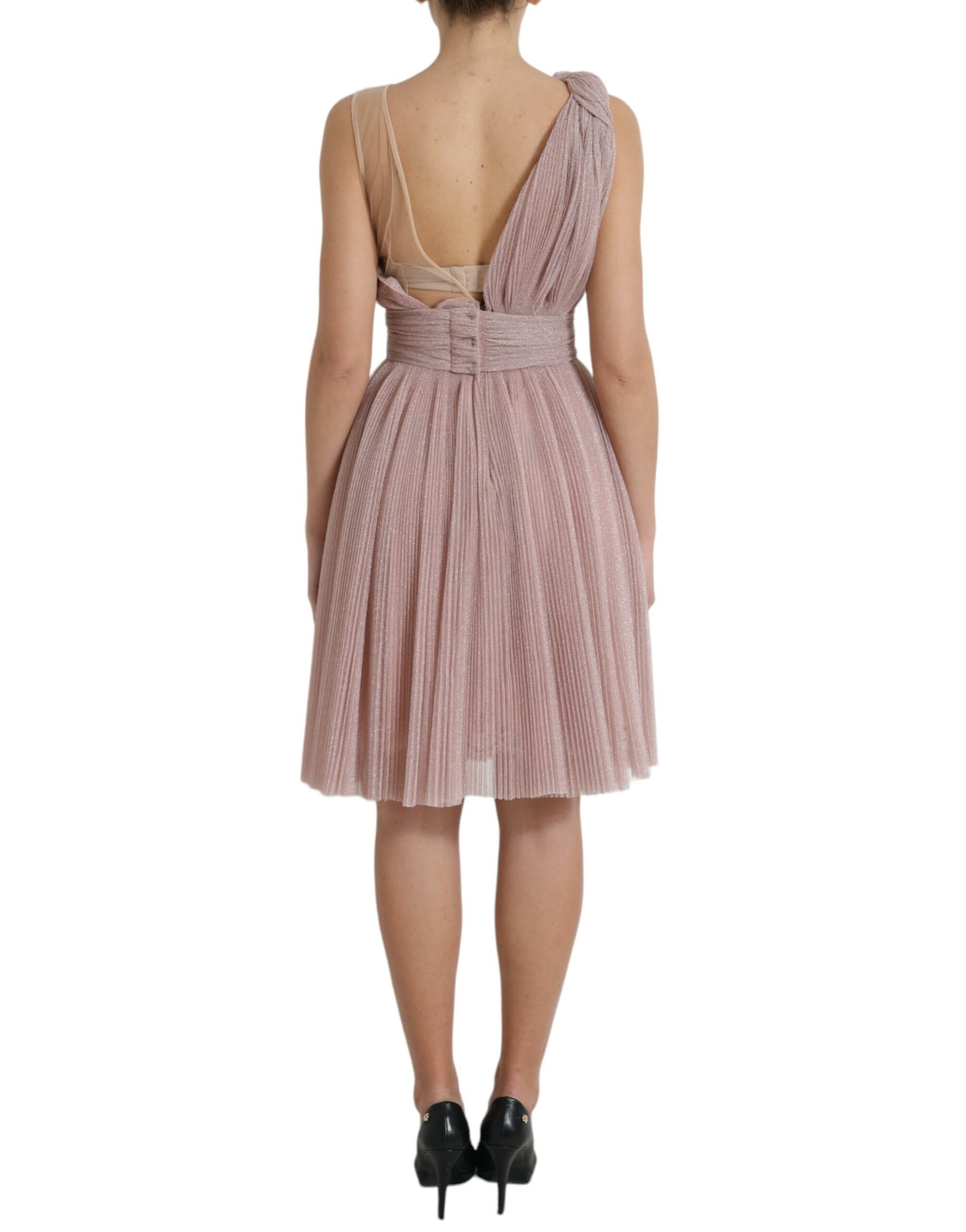 Lilafarbenes One-Shoulder-Plissee-Designerkleid