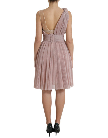 Lilafarbenes One-Shoulder-Plissee-Designerkleid