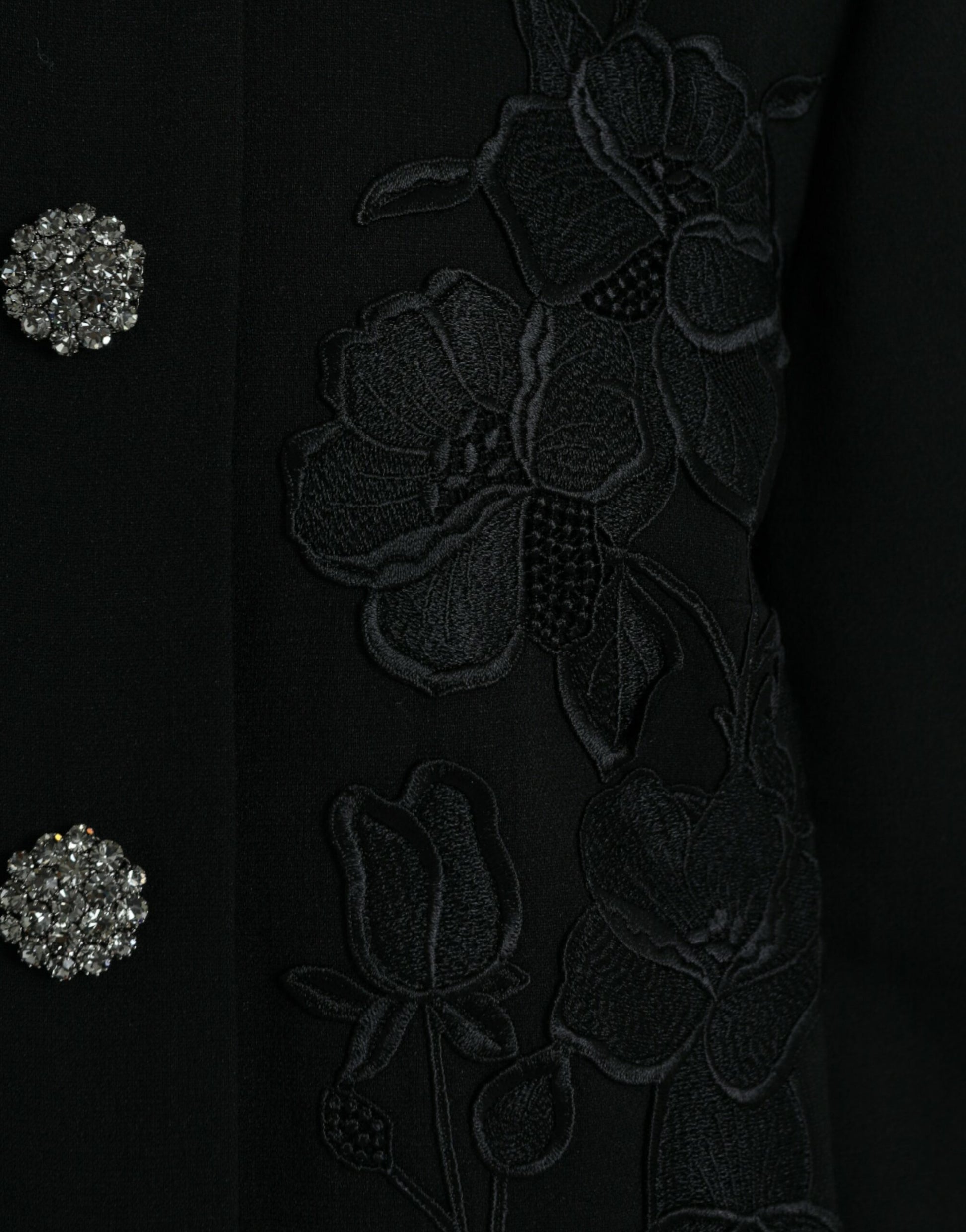 Eleganter Trenchcoat aus Wolle mit Blumenmuster und Knöpfen