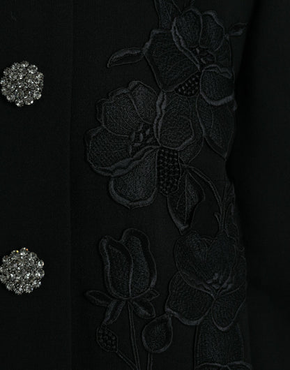 Eleganter Trenchcoat aus Wolle mit Blumenmuster und Knöpfen