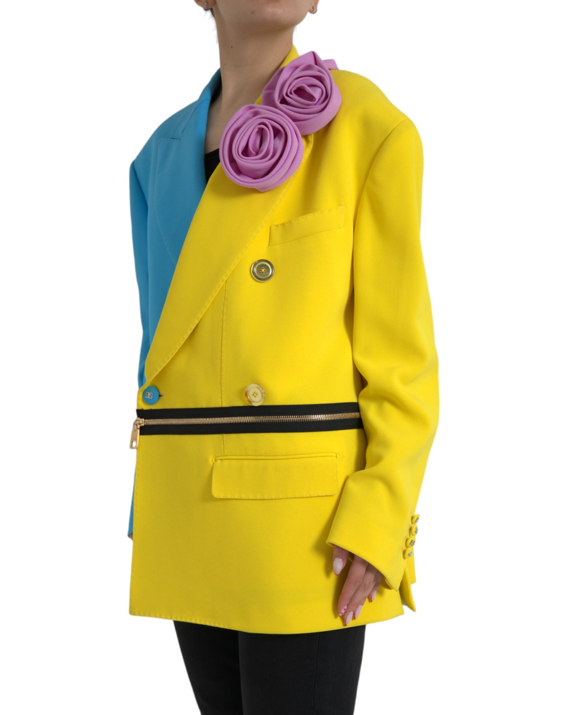 Mehrfarbige Trenchcoat-Jacke mit Patchwork