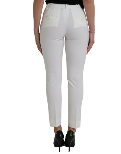 Elegante weiße konische Hose mit mittelhohem Bund