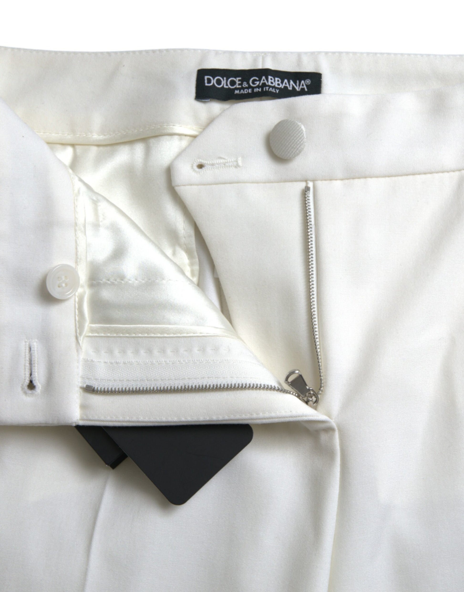 Elegante weiße konische Hose mit mittelhohem Bund
