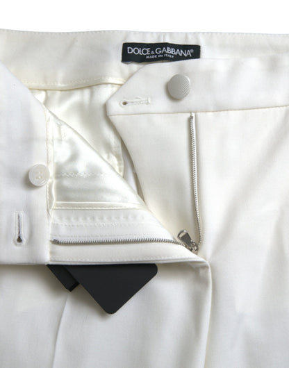 Elegante weiße konische Hose mit mittelhohem Bund