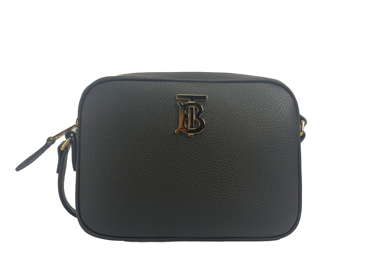 Kleine Kamera-Crossbody-Tasche aus Leder mit TB-Logo
