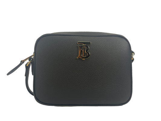 Kleine Kamera-Crossbody-Tasche aus Leder mit TB-Logo