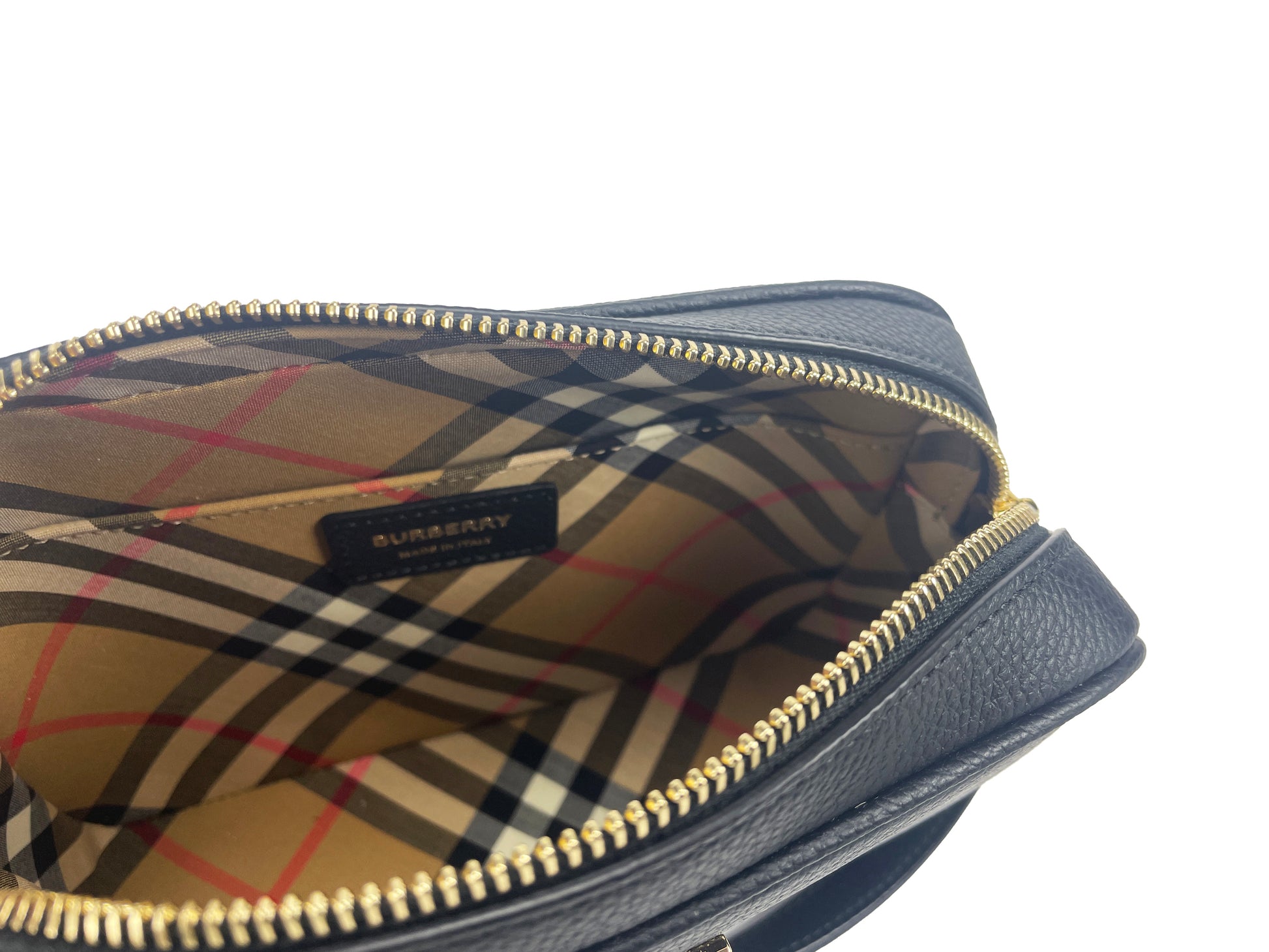 Kleine Kamera-Crossbody-Tasche aus Leder mit TB-Logo