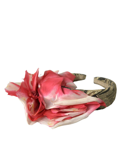 Mehrfarbiges Seidenstirnband mit Blumenapplikationen für Damen, Diadem
