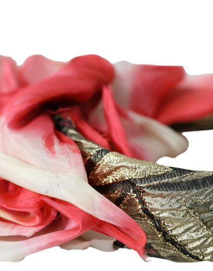 Mehrfarbiges Seidenstirnband mit Blumenapplikationen für Damen, Diadem