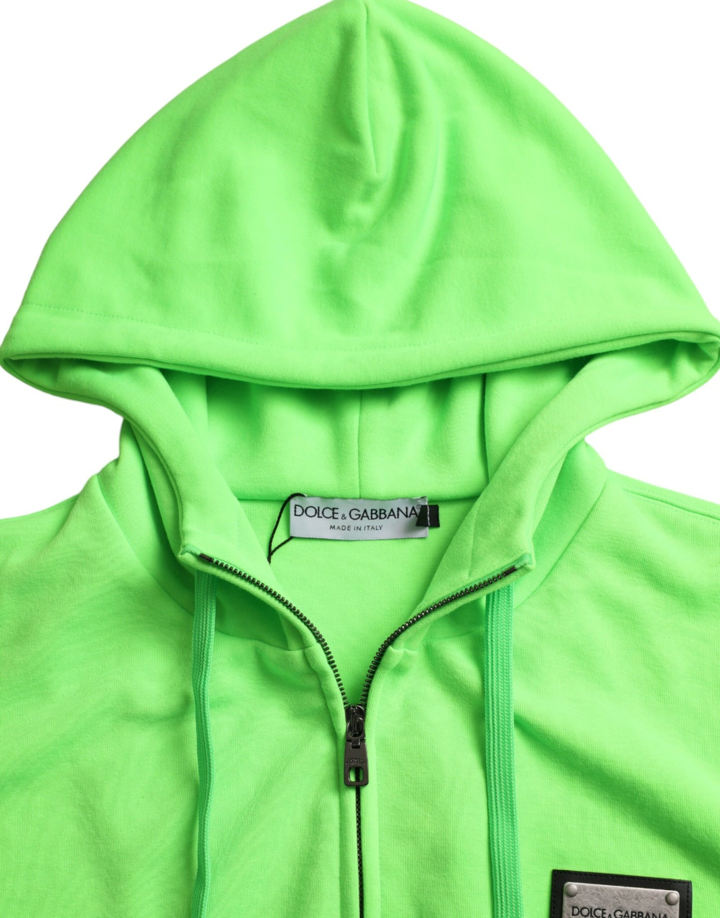 Neongrüner Kapuzenpullover mit durchgehendem Reißverschluss