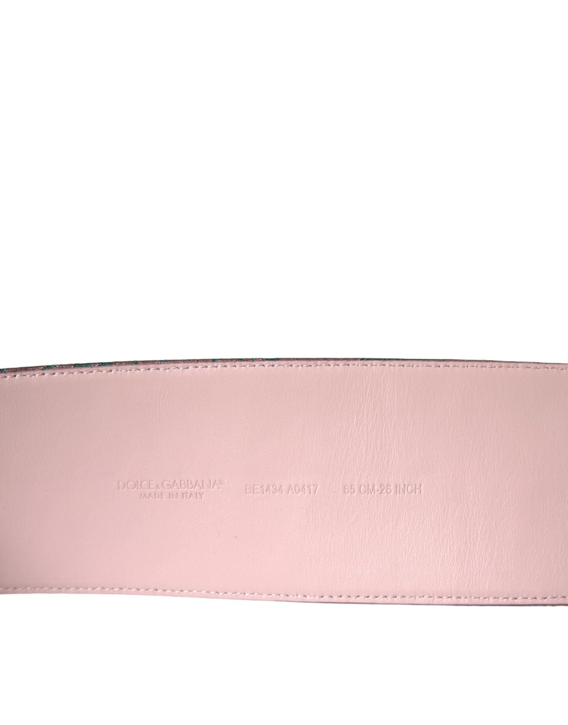 Mehrfarbiger Jacquard-Gürtel mit Lurex-Muster und goldener Schnalle
