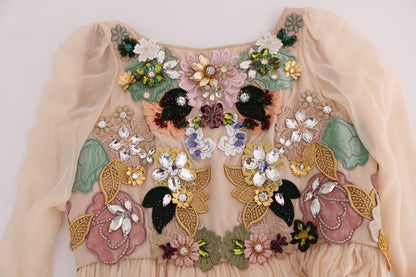 Elegantes Maxikleid aus Seide mit Blumenstickerei