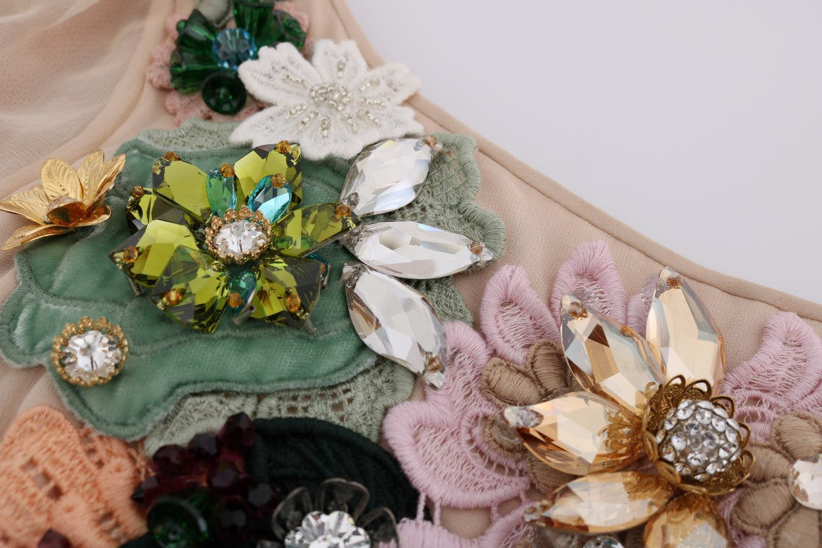 Elegantes Maxikleid aus Seide mit Blumenstickerei
