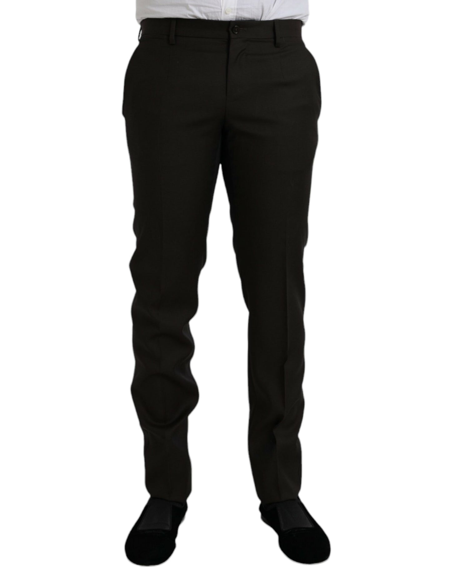 Dunkelbraune, formelle Hose aus Wolle im Slim Fit
