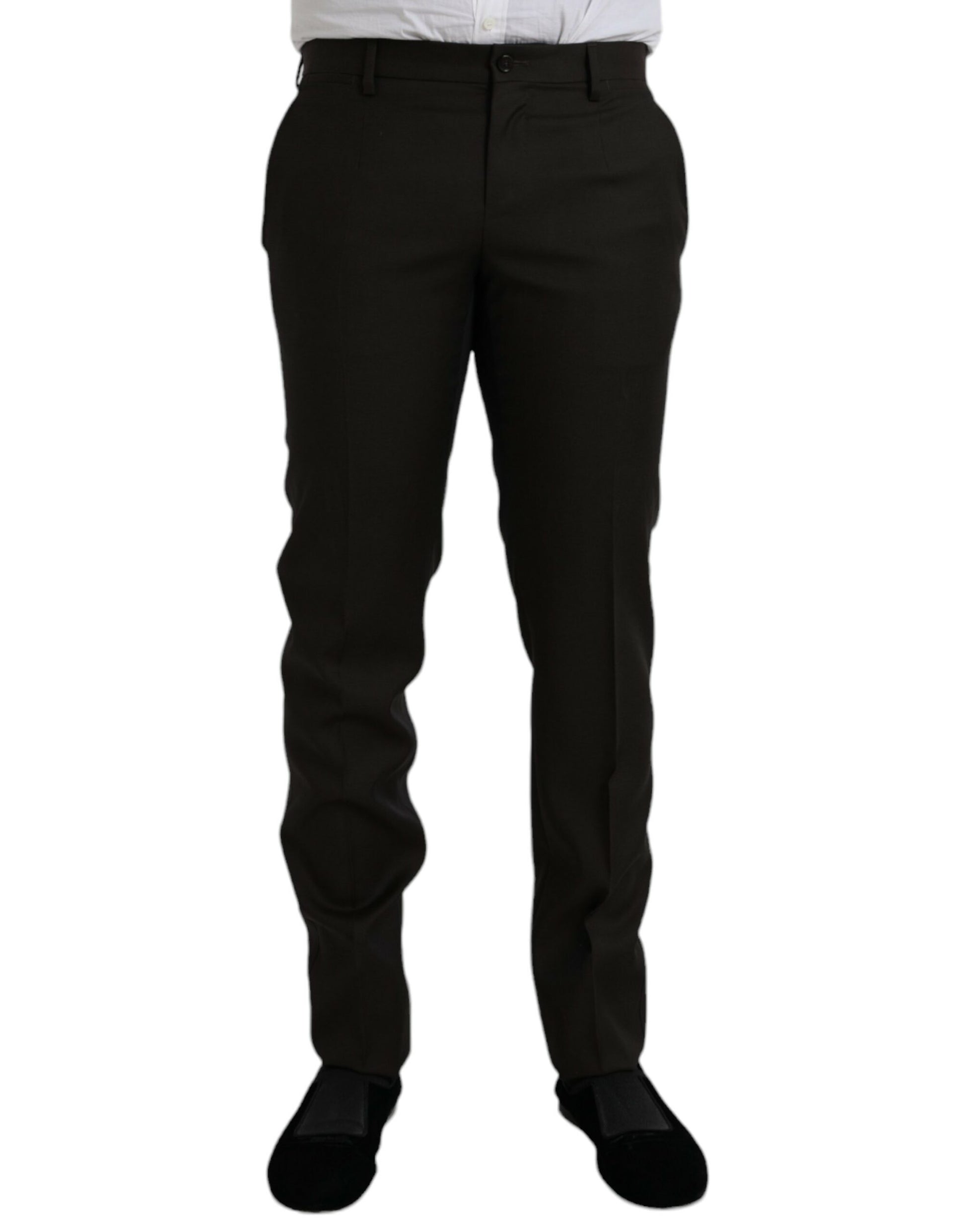 Dunkelbraune, formelle Hose aus Wolle im Slim Fit