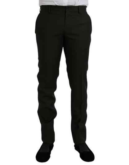 Dunkelbraune, formelle Hose aus Wolle im Slim Fit