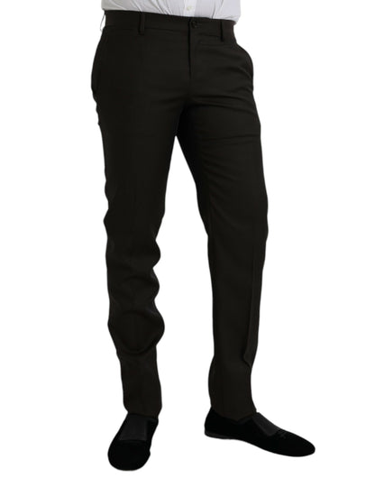 Dunkelbraune, formelle Hose aus Wolle im Slim Fit