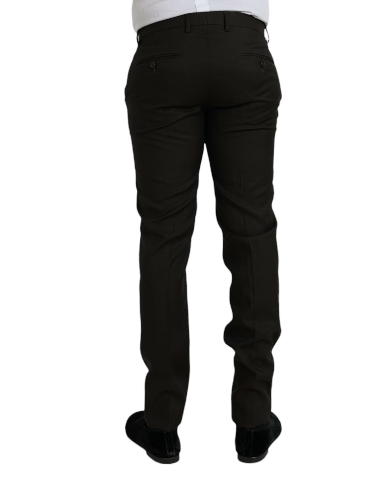 Dunkelbraune, formelle Hose aus Wolle im Slim Fit
