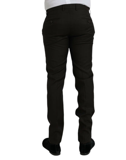 Dunkelbraune, formelle Hose aus Wolle im Slim Fit