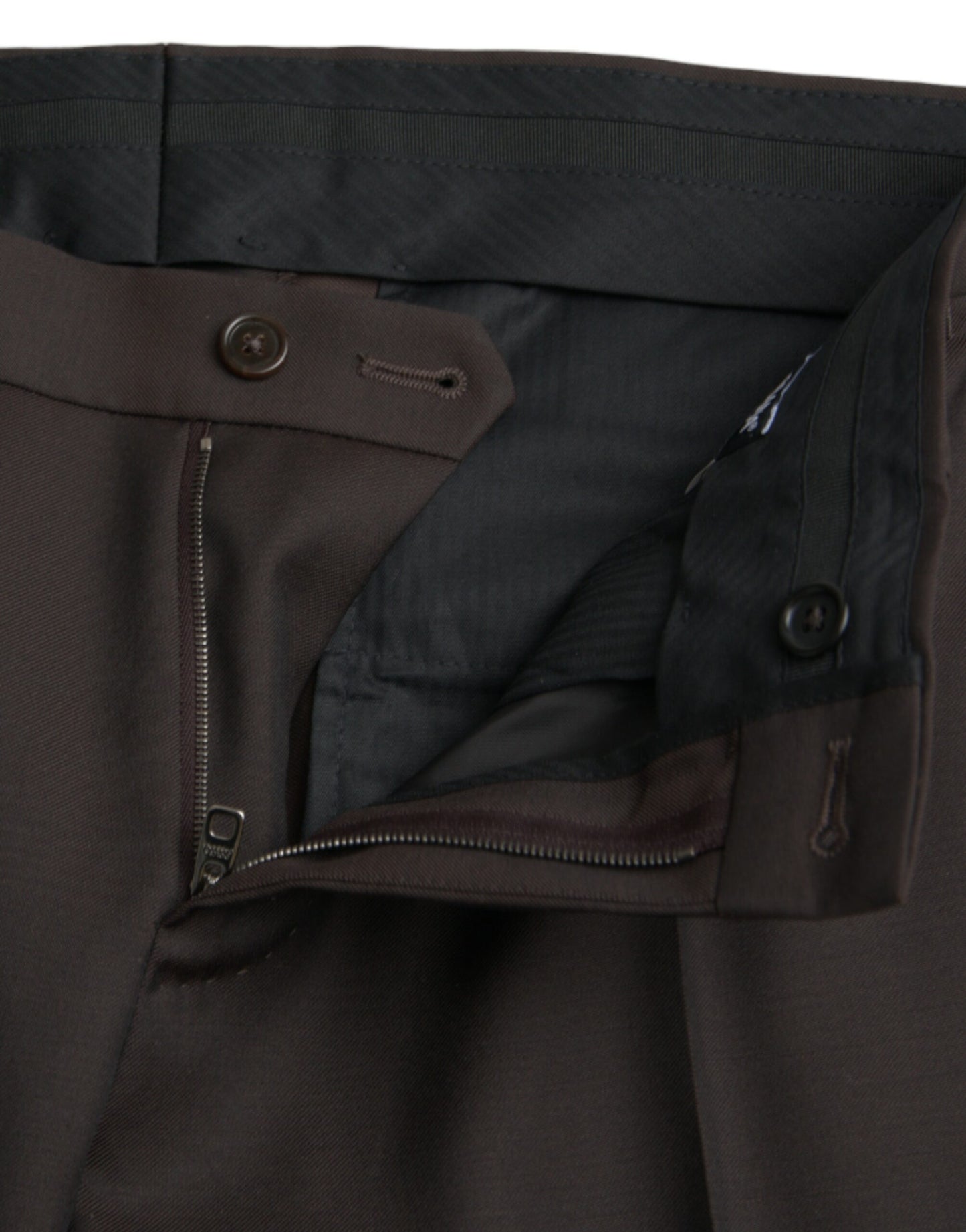 Dunkelbraune, formelle Hose aus Wolle im Slim Fit
