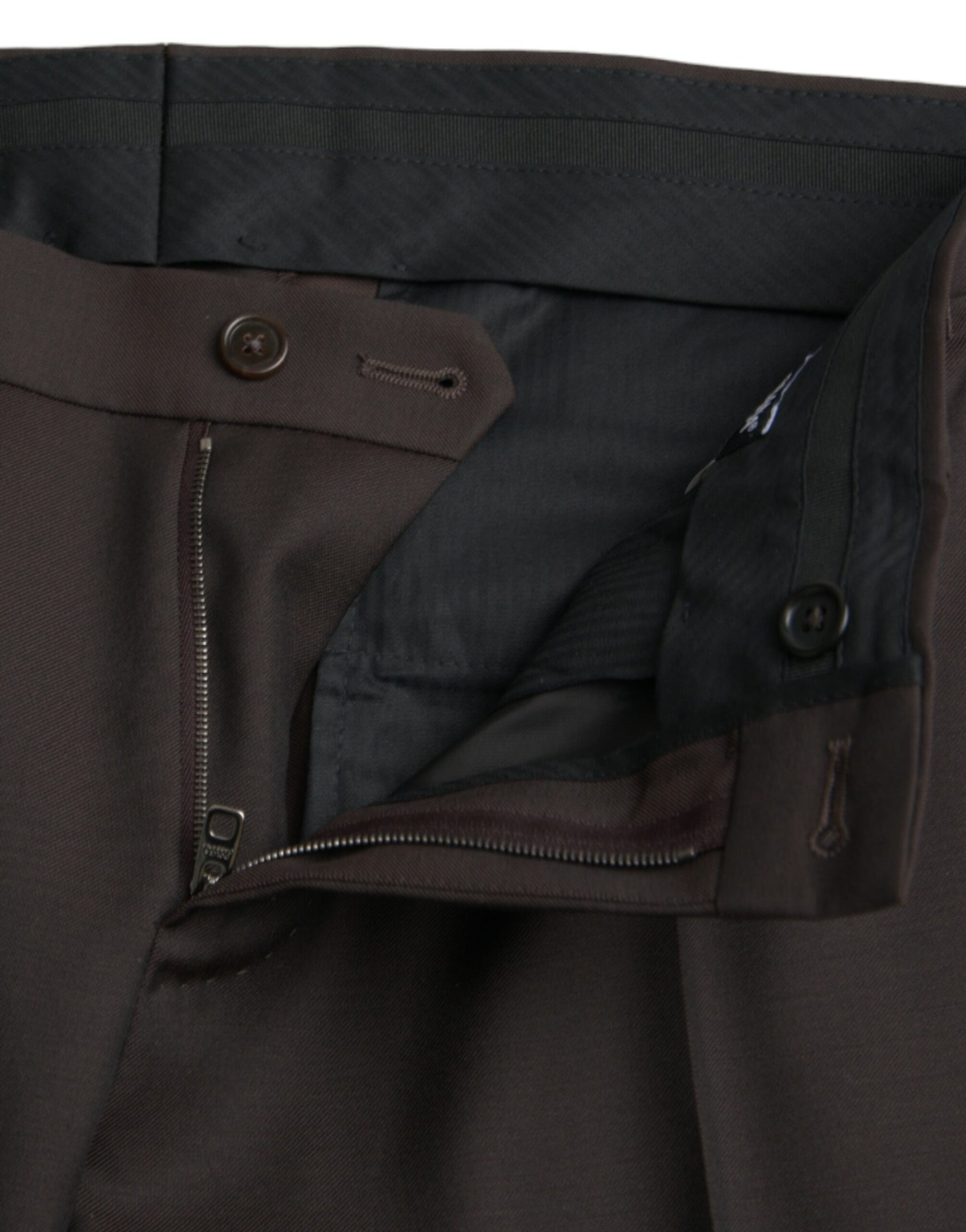Dunkelbraune, formelle Hose aus Wolle im Slim Fit