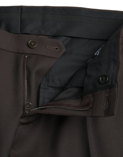 Dunkelbraune, formelle Hose aus Wolle im Slim Fit