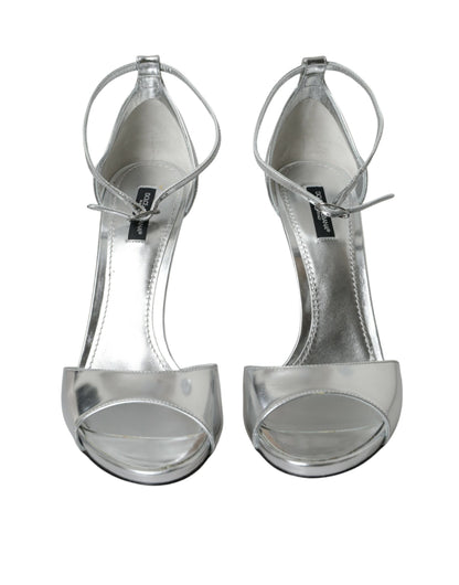 Silber KEIRA Leder Heels Sandalen Schuhe