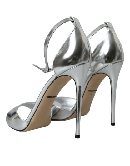Silber KEIRA Leder Heels Sandalen Schuhe