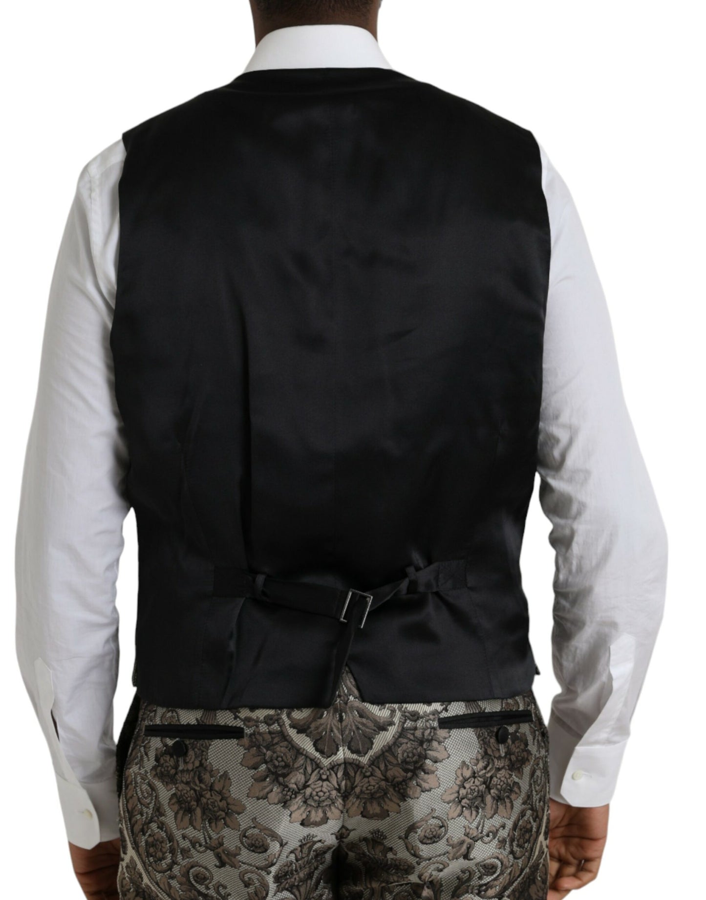 Brauner formeller dreiteiliger Jacquardanzug mit Blumenmuster
