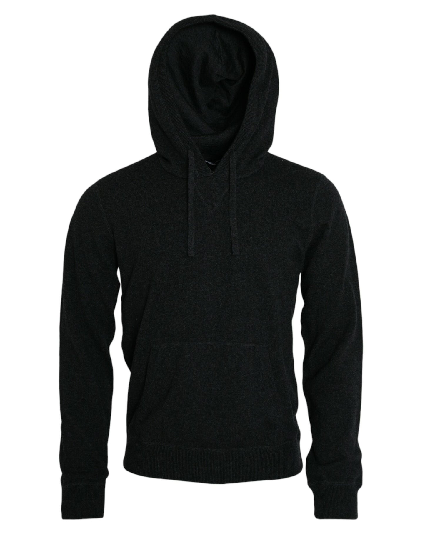 Dunkelgrauer Kaschmirpullover mit Kapuze