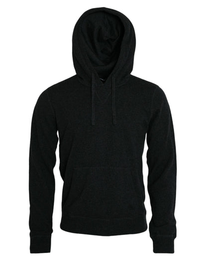 Dunkelgrauer Kaschmirpullover mit Kapuze