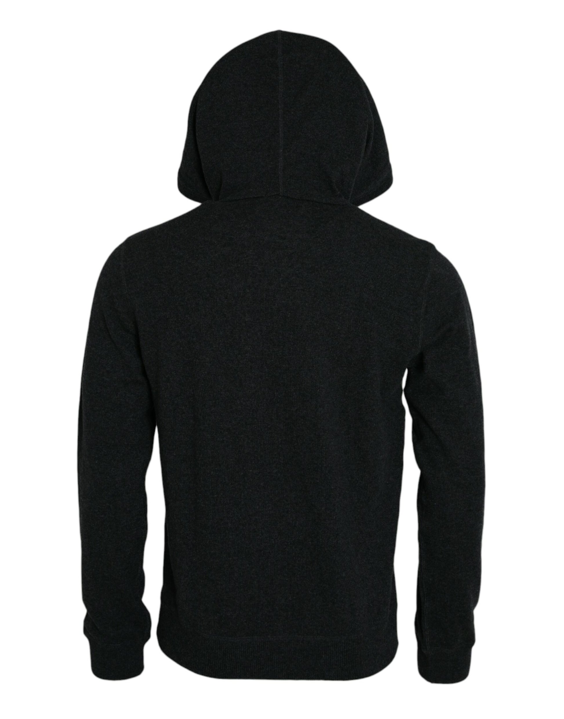 Dunkelgrauer Kaschmirpullover mit Kapuze