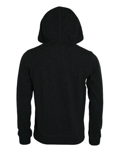 Dunkelgrauer Kaschmirpullover mit Kapuze