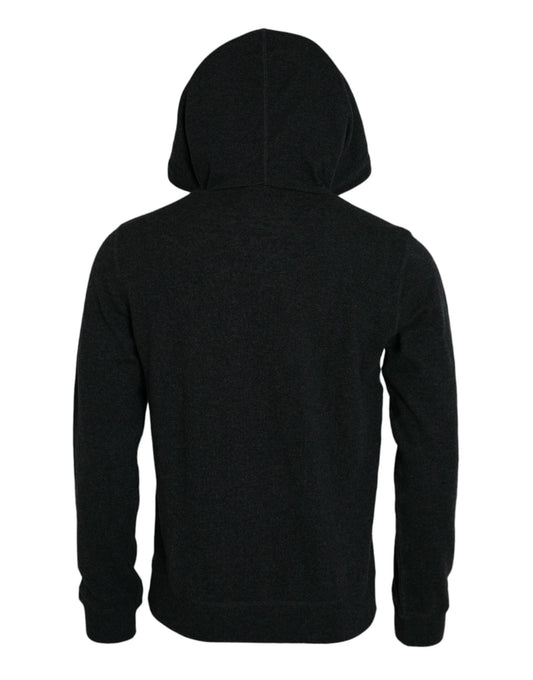 Dunkelgrauer Kaschmirpullover mit Kapuze