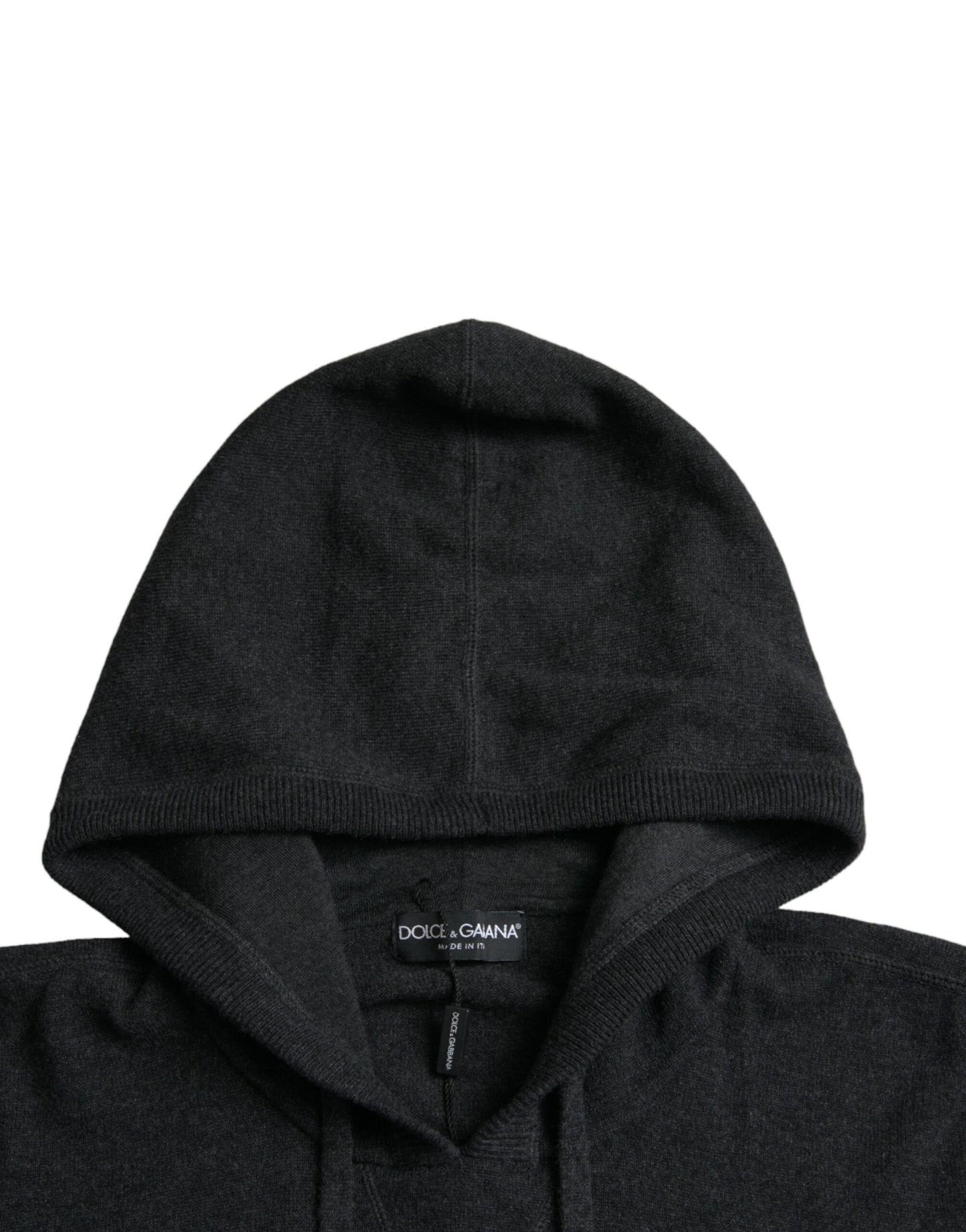 Dunkelgrauer Kaschmirpullover mit Kapuze