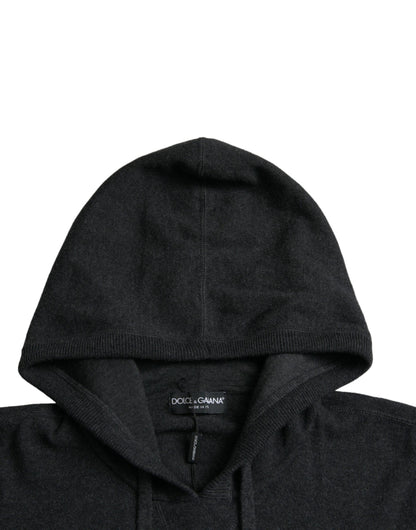 Dunkelgrauer Kaschmirpullover mit Kapuze