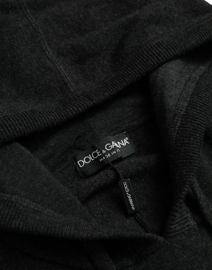 Dunkelgrauer Kaschmirpullover mit Kapuze