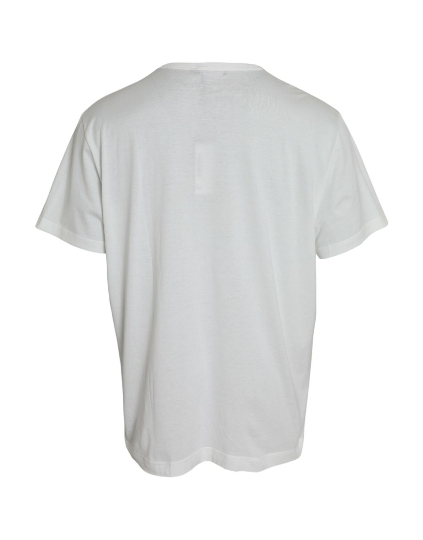 Weißes T-Shirt aus Baumwolle mit Rundhalsausschnitt und Logoprägung