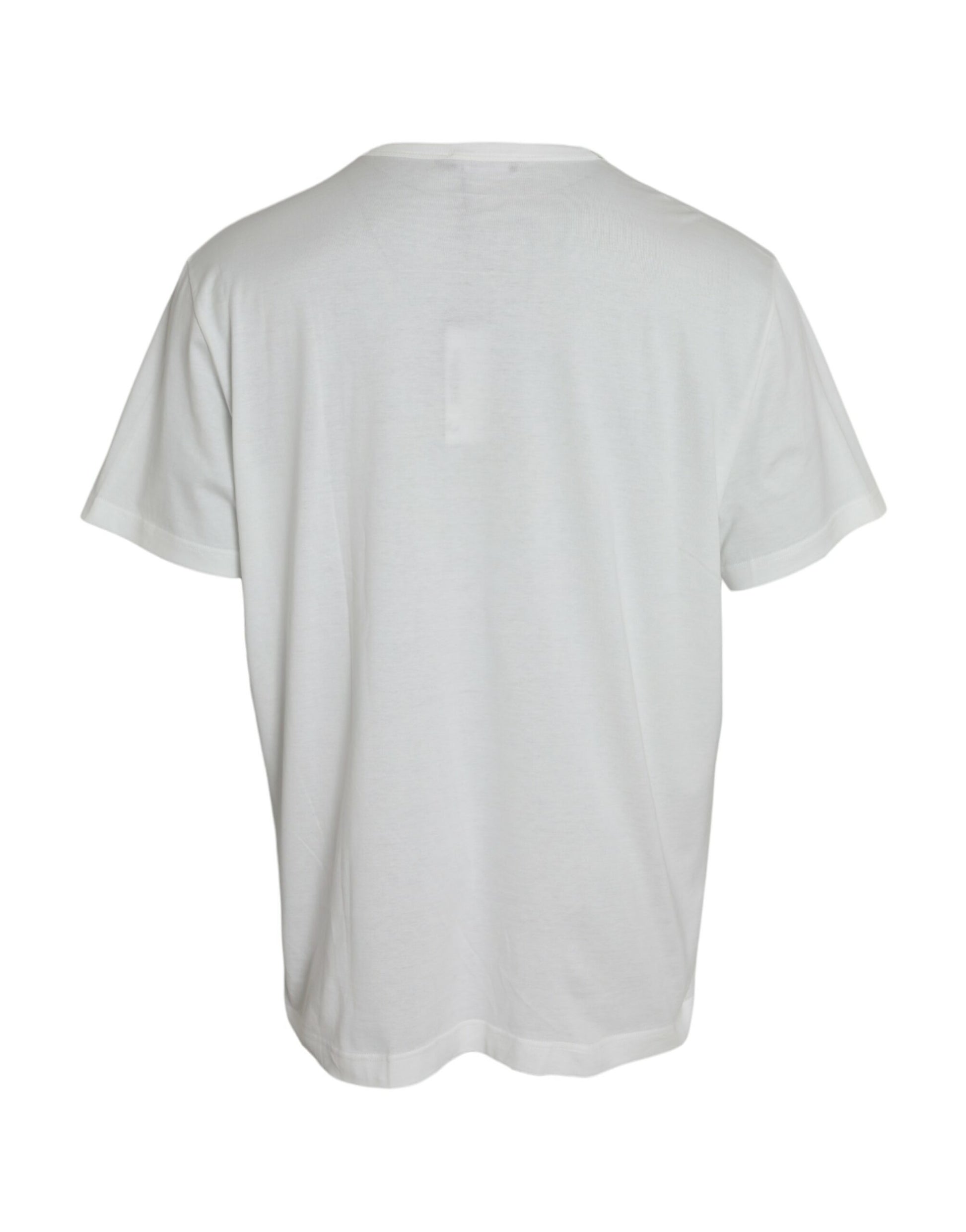 Weißes T-Shirt aus Baumwolle mit Rundhalsausschnitt und Logoprägung