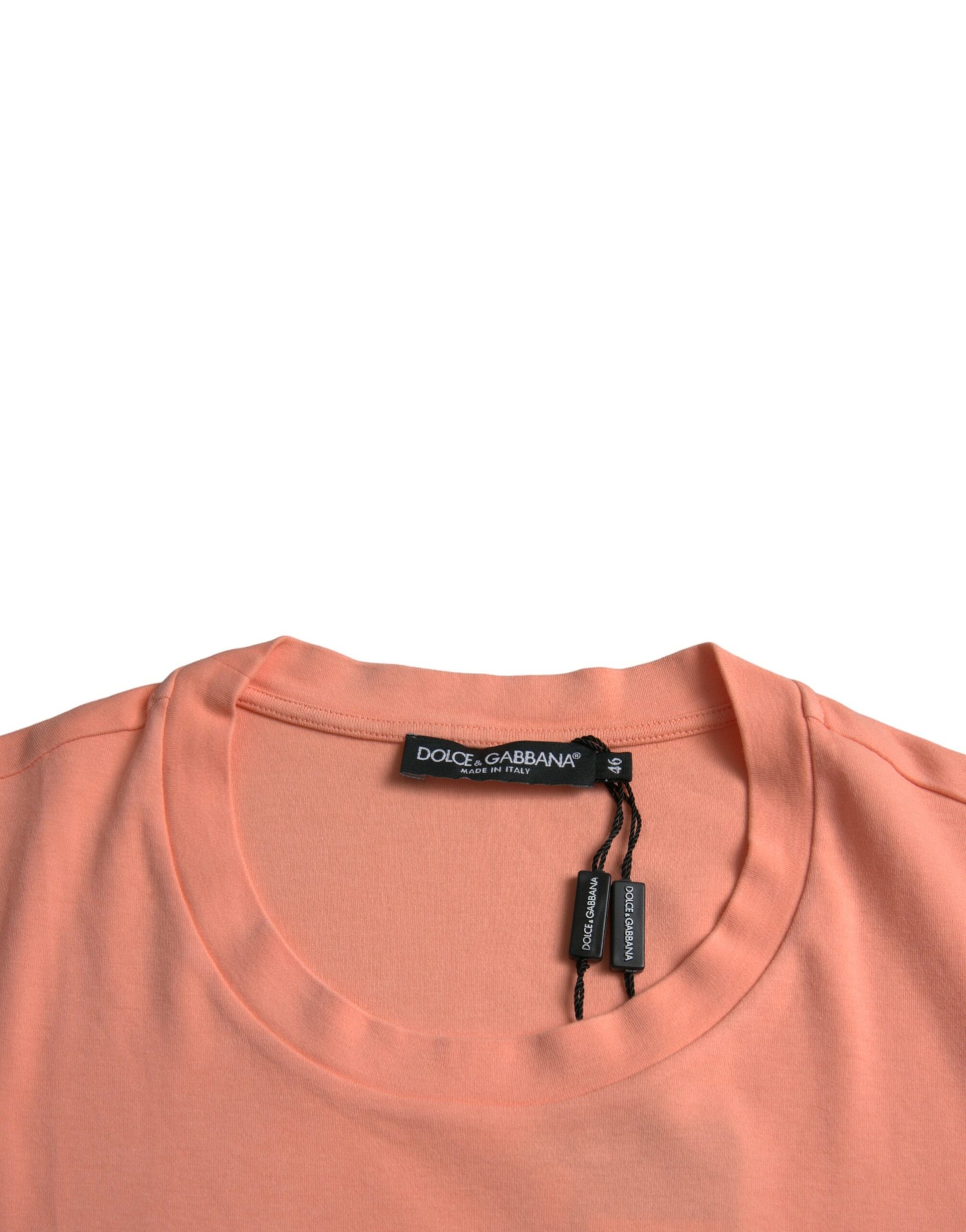 Korallenrotes, kurzärmliges T-Shirt aus Baumwolle mit Logo-Print