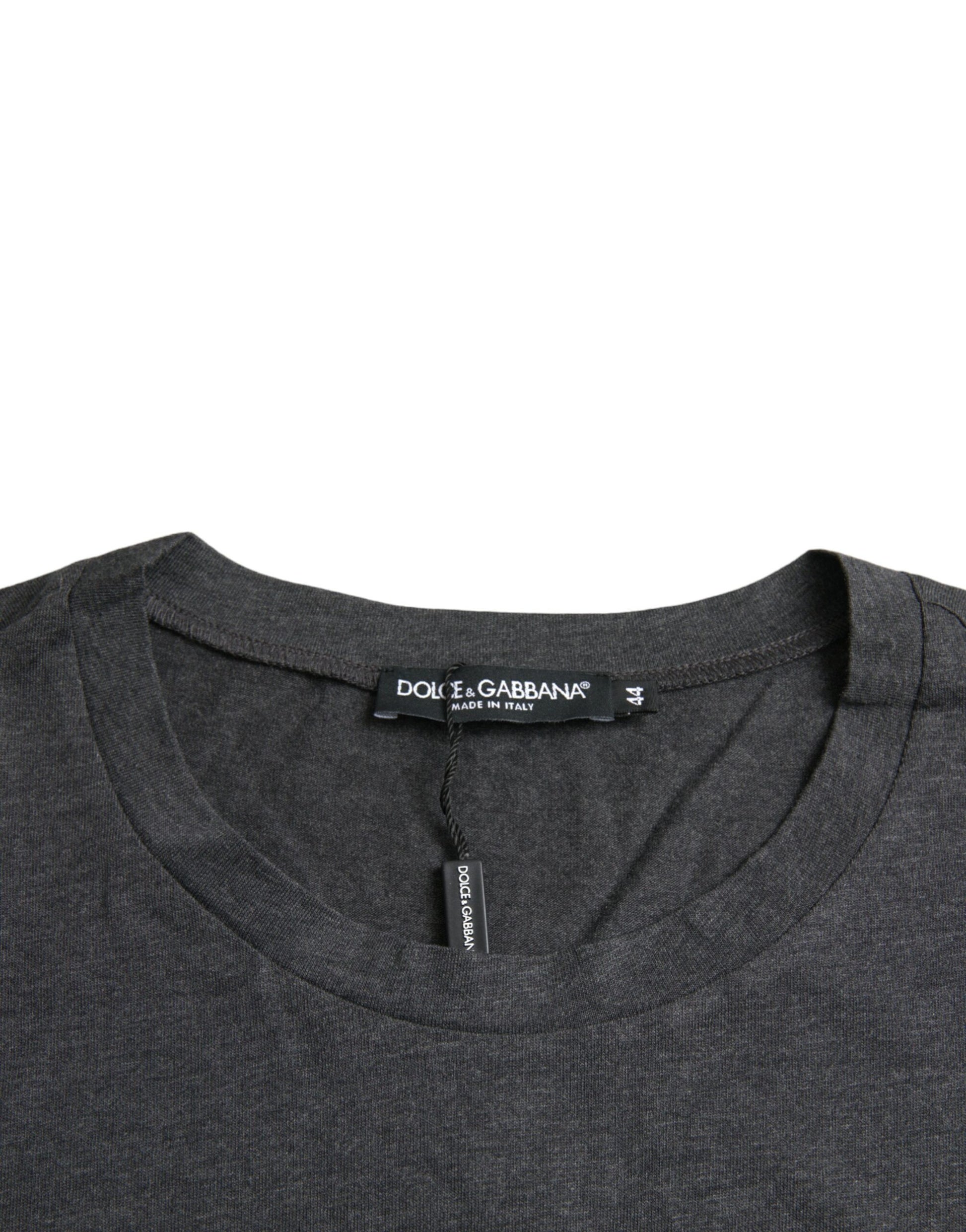 Graues T-Shirt mit Rundhalsausschnitt und kurzen Ärmeln und Logo-Print