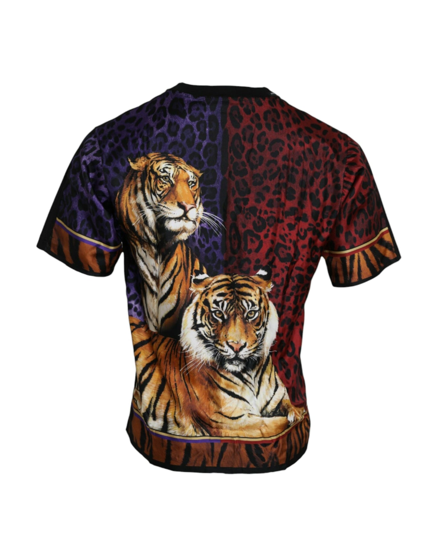 Mehrfarbiges Kurzarm-T-Shirt aus Baumwolle mit Tiger-Print